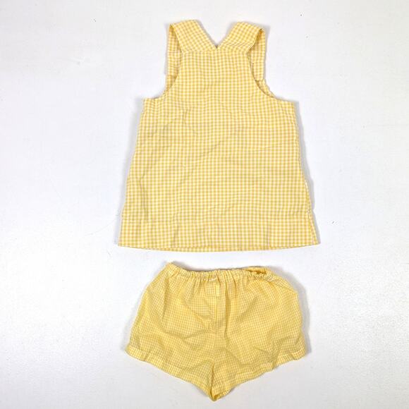 Vintage Magic Years Outfit Girls Size 18-24m Yellow Gingham Tank Shorts - Picture 3 of 7